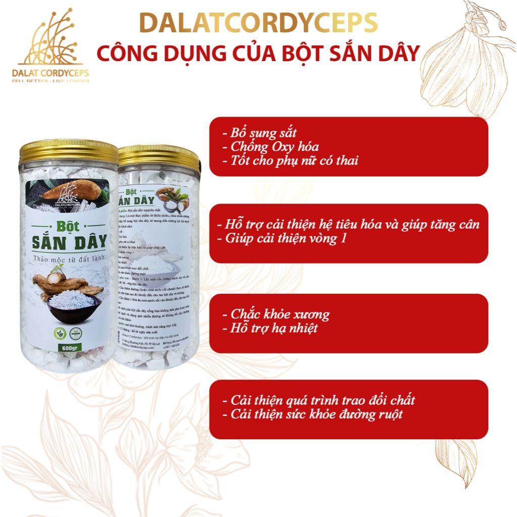 Bột sắn dây nguyên chất - Dalat Cordyceps