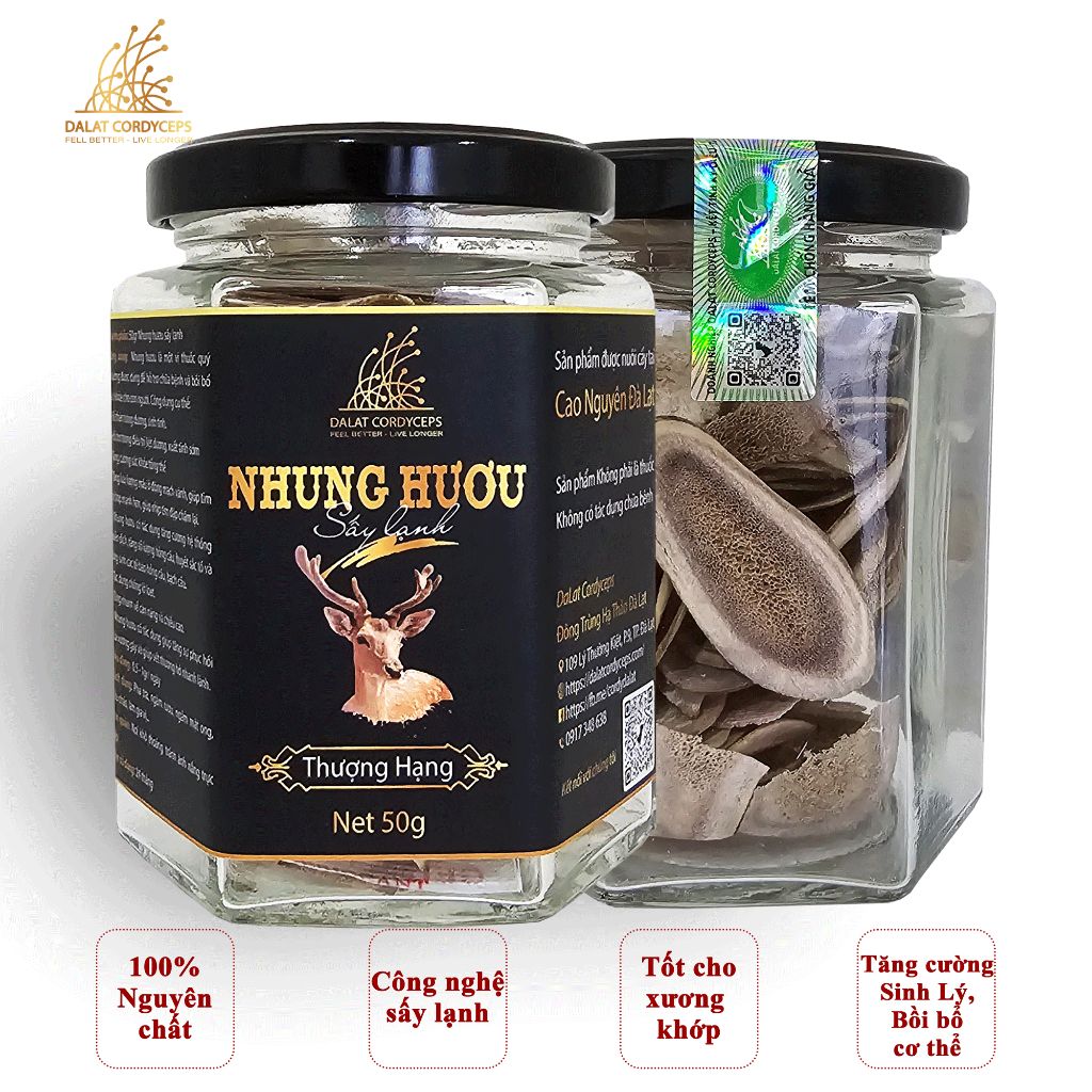 Lộc nhung hươu khô thái lát - Dalat Cordyceps - loại sấy lạnh