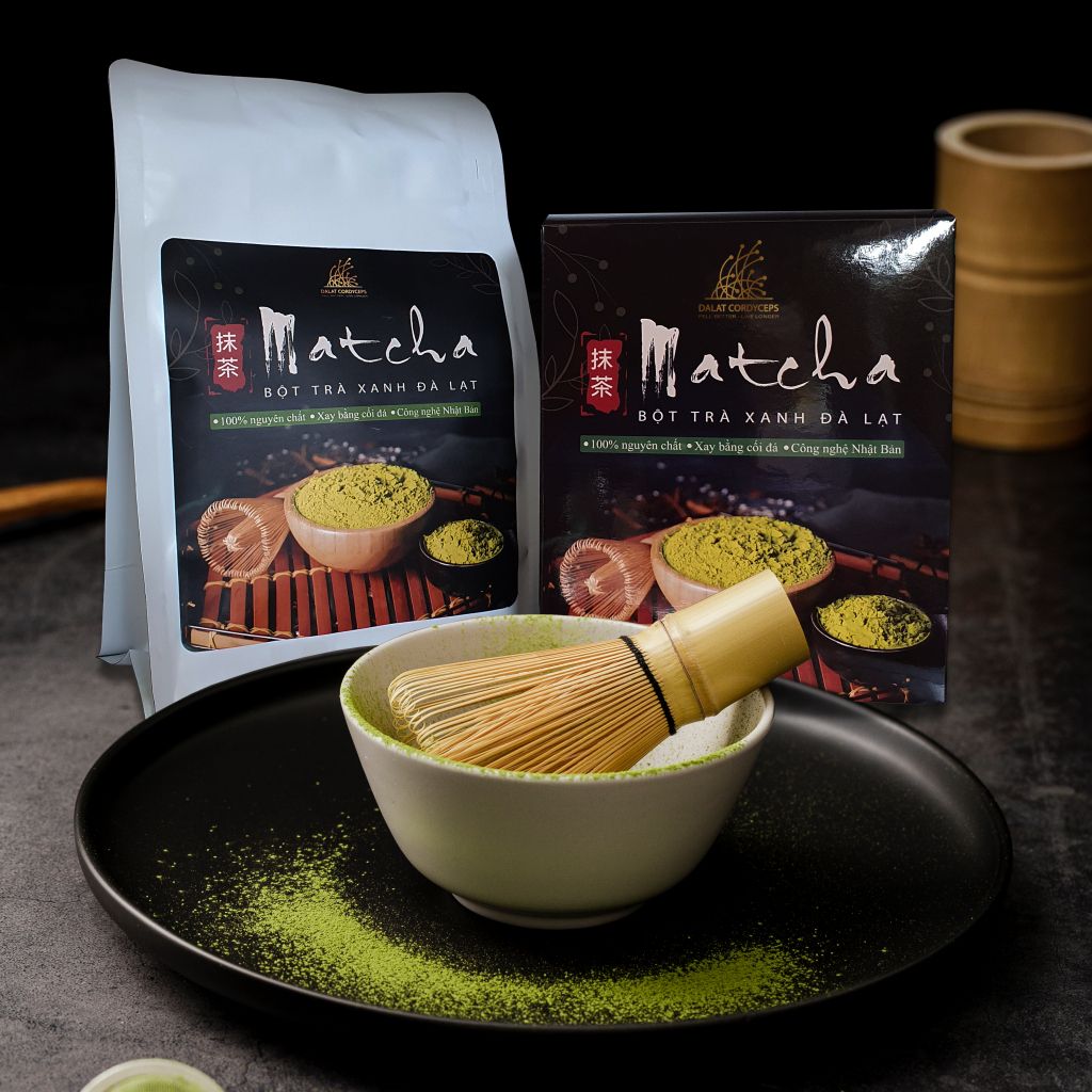 Bột trà xanh matcha nguyên chất - Dalat Cordyceps - Hộp cao cấp