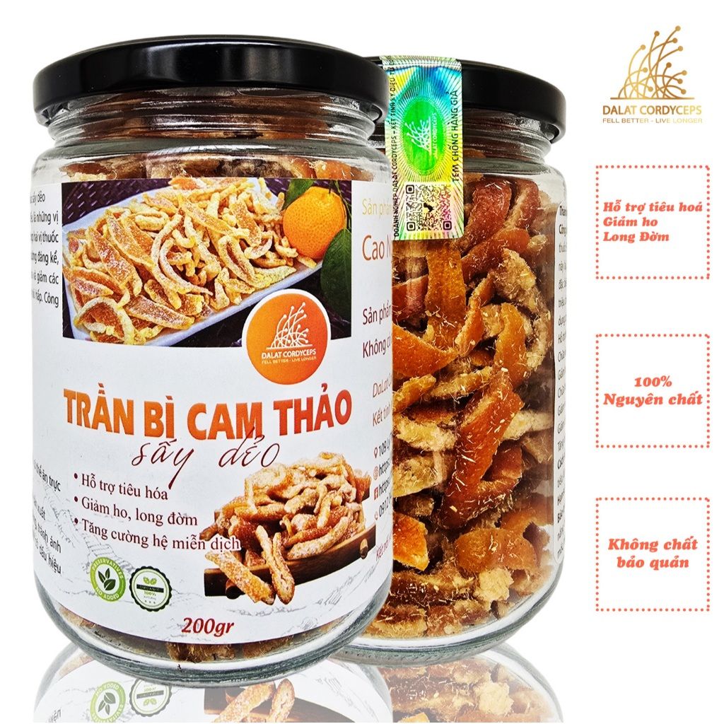 Trần bì cam thảo, vỏ cam quít kết hợp với cam thảo khô - Dalat Cordyceps