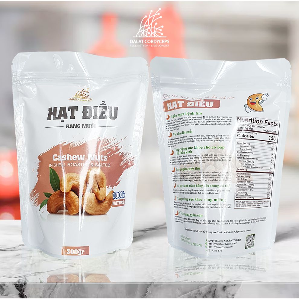 Hạt điều rang muối - Dalat Cordyceps - loại 1, to, a cồ