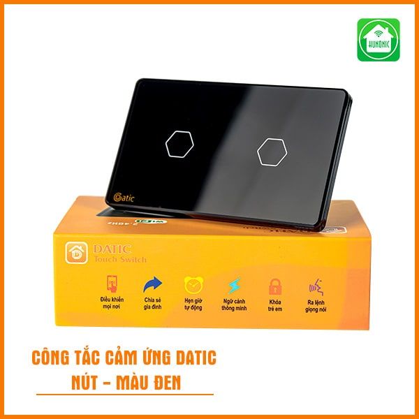 Công Tắc Cảm Ứng Datic – 2 Nút Màu Đen