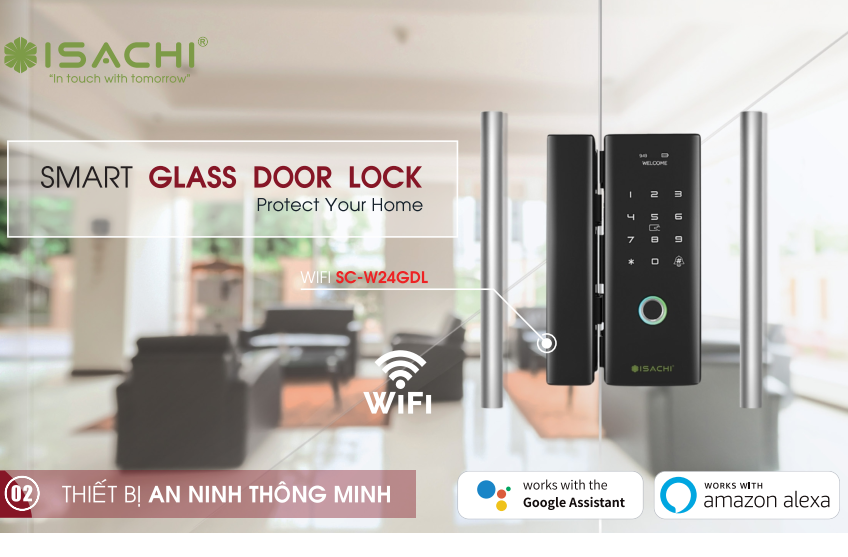 Khóa cửa kính thông minh Isachi SC-W24GDL