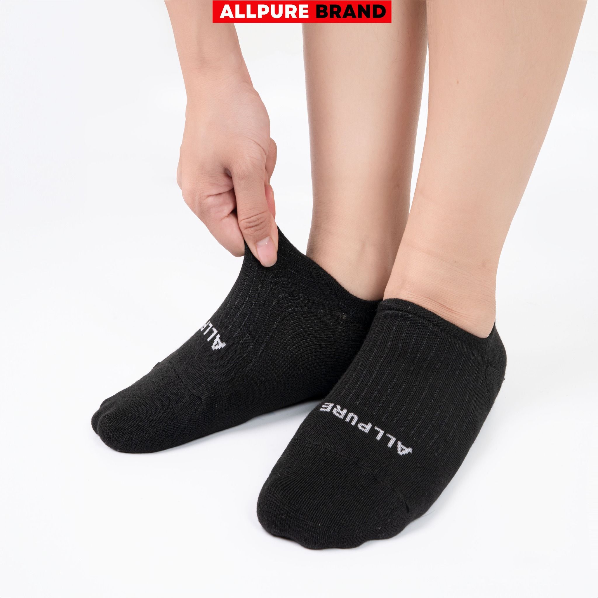 Combo 10 đôi tất lười chống tuột gót dệt sọc lưới thoáng khí khử mùi logo thương hiệu ALLPURE