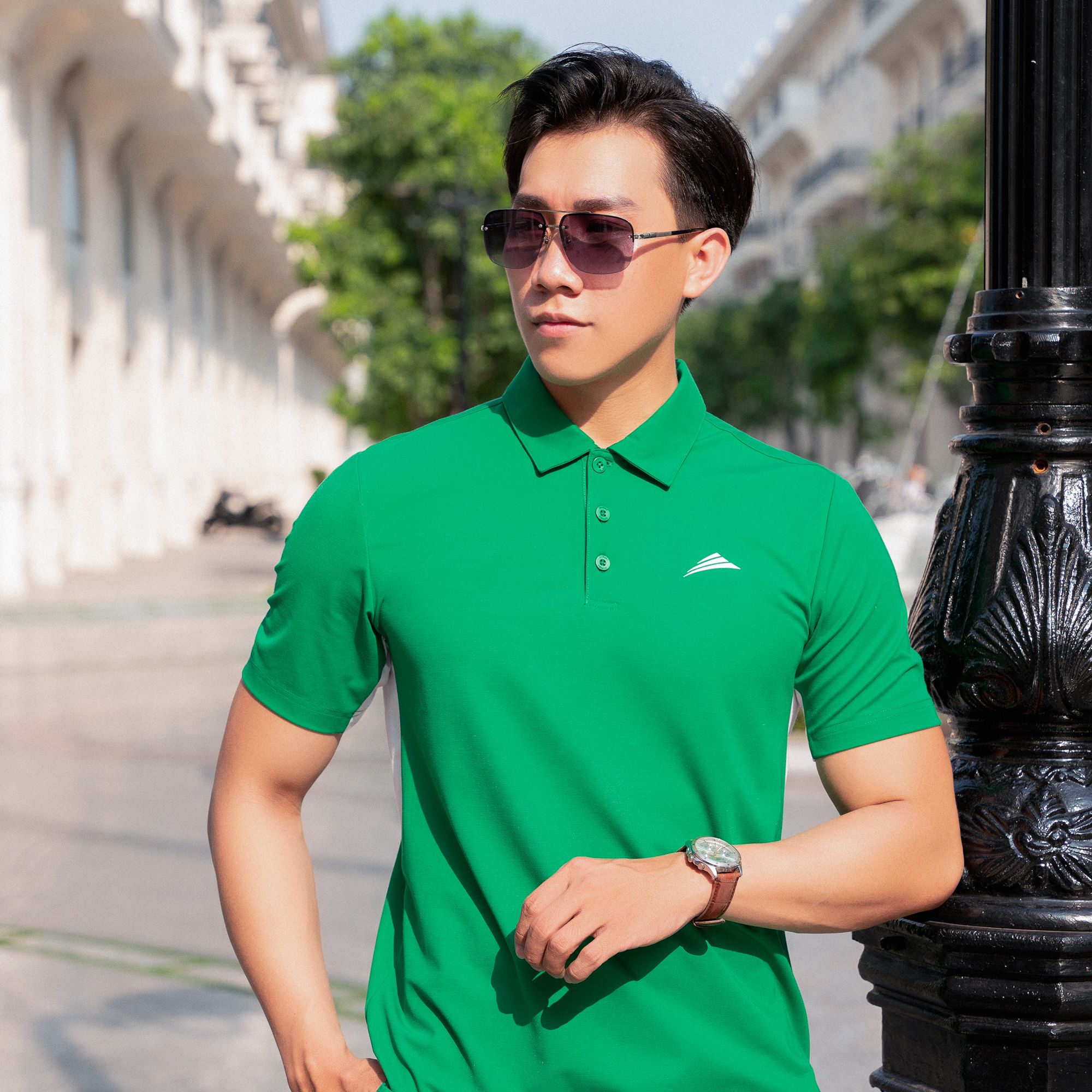 Áo Polo nam cổ bẻ, phối nách ALLPURE công nghệ Coolmax siêu mát, chống nhăn, ngăn mùi - màu Xanh