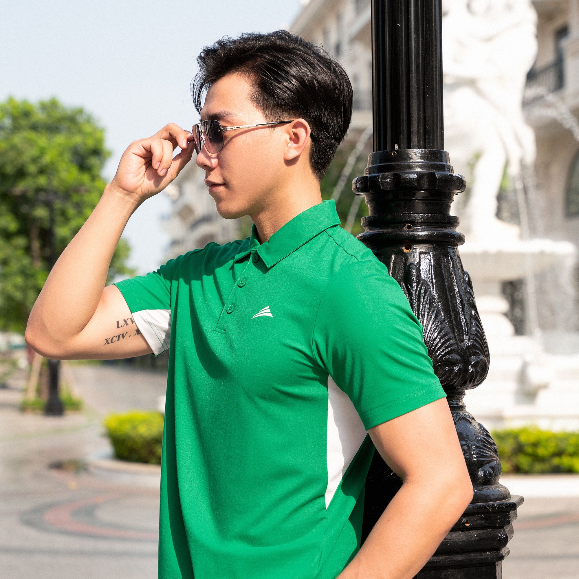 Áo Polo nam cổ bẻ, phối nách ALLPURE công nghệ Coolmax siêu mát, chống nhăn, ngăn mùi - màu Xanh