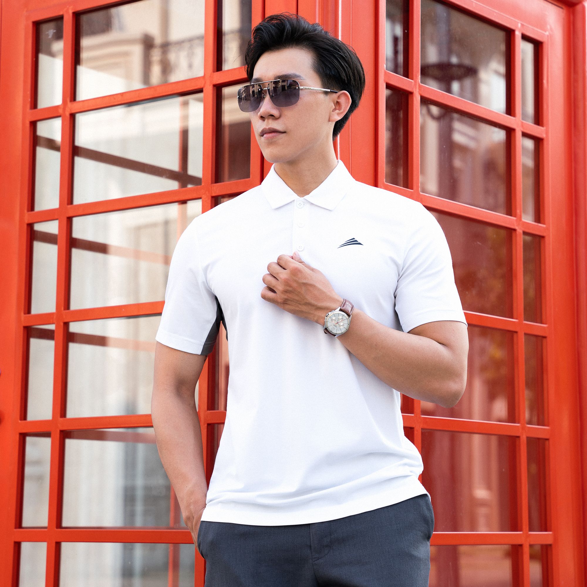 Áo Polo nam cổ bẻ, phối nách ALLPURE công nghệ Coolmax siêu mát, chống nhăn, ngăn mùi - màu Trắng