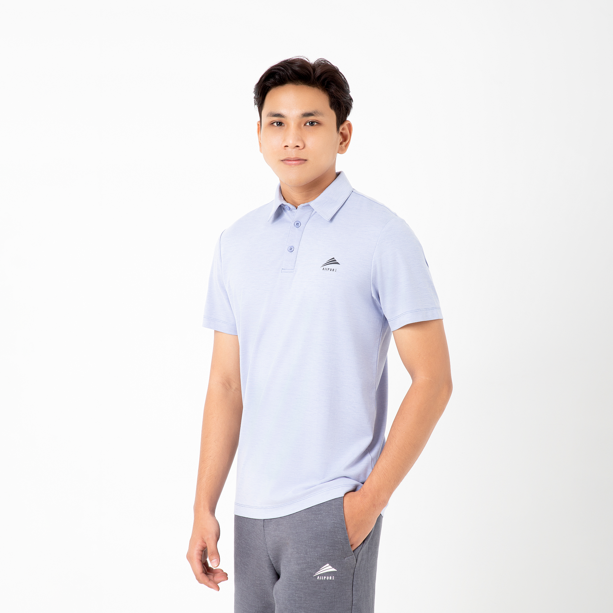 Áo Polo nam cổ sơ mi cao cấp ALLPURE công nghệ coolmax chống nhăn ngăn mùi - màu Grey