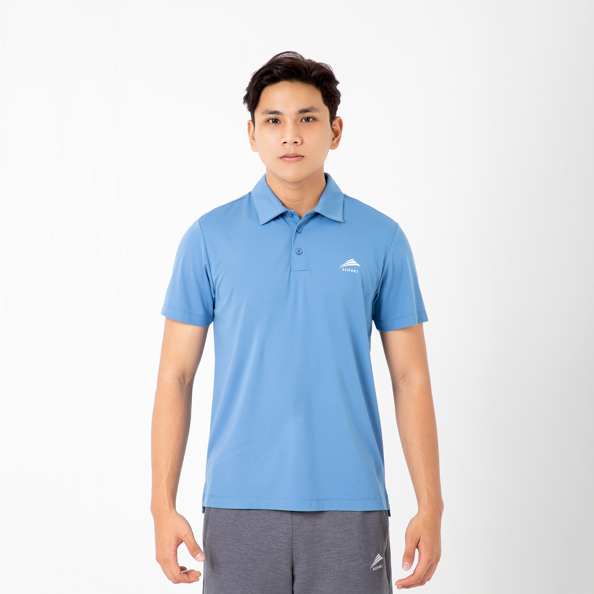 Áo Polo nam cổ bẻ cao cấp ALLPURE công nghệ coolmax chống nhăn, ngăn mùi mầu sky blue
