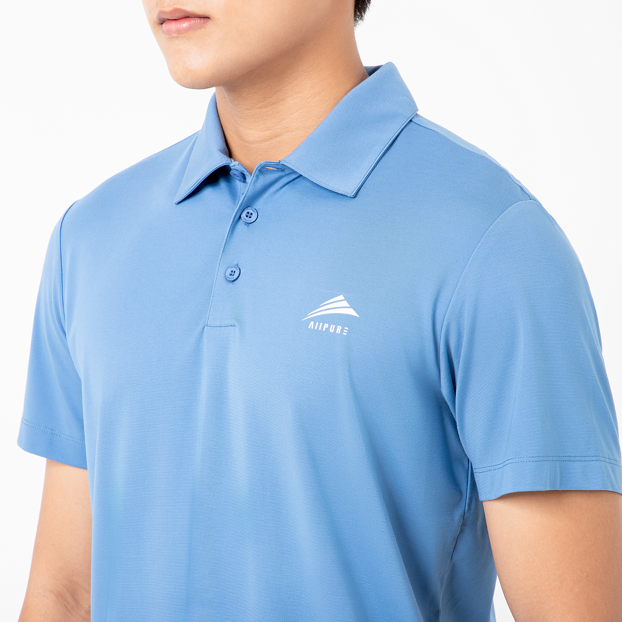 Áo Polo nam cổ bẻ cao cấp ALLPURE công nghệ coolmax chống nhăn, ngăn mùi mầu sky blue