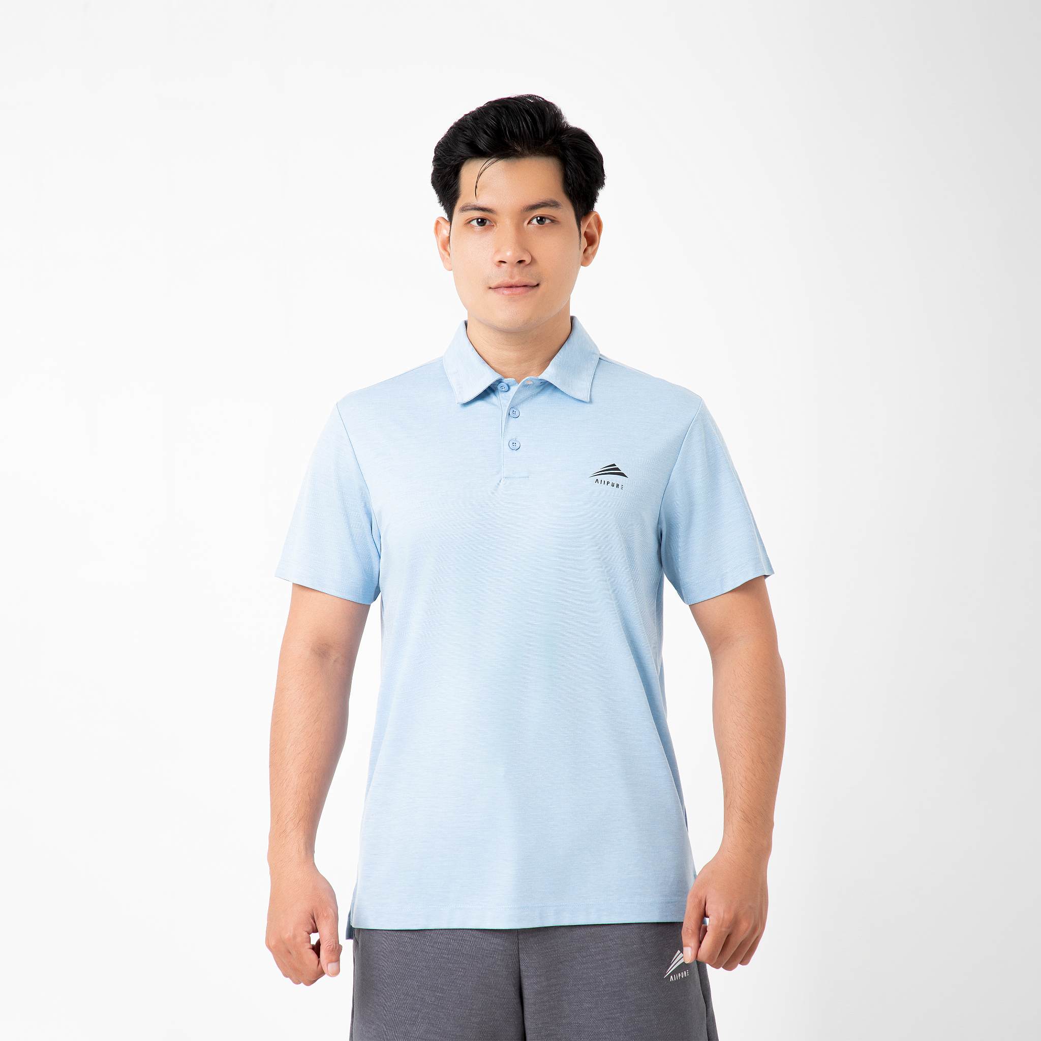 Áo Polo nam cổ bẻ cao cấp ALLPURE công nghệ coolmax chống nhăn, ngăn mùi mầu sky blue