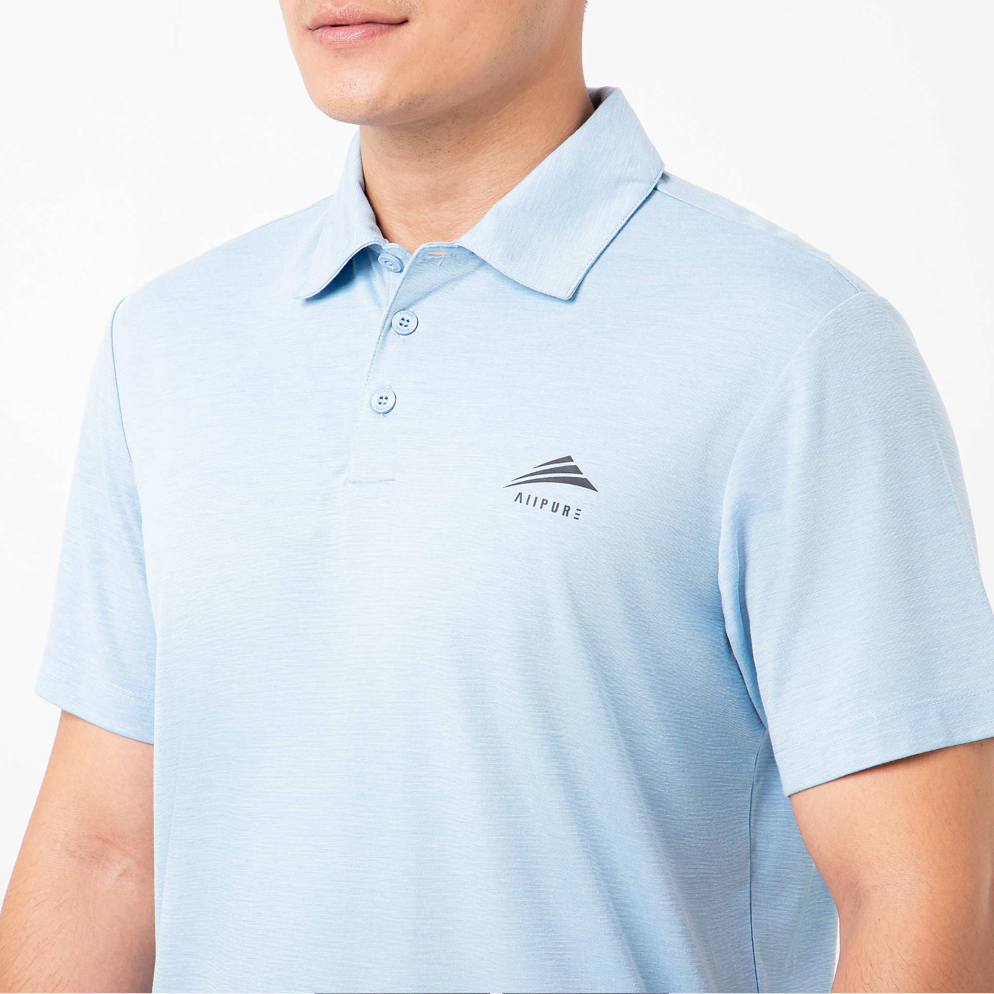 Áo Polo nam cổ bẻ cao cấp ALLPURE công nghệ coolmax chống nhăn, ngăn mùi mầu sky blue