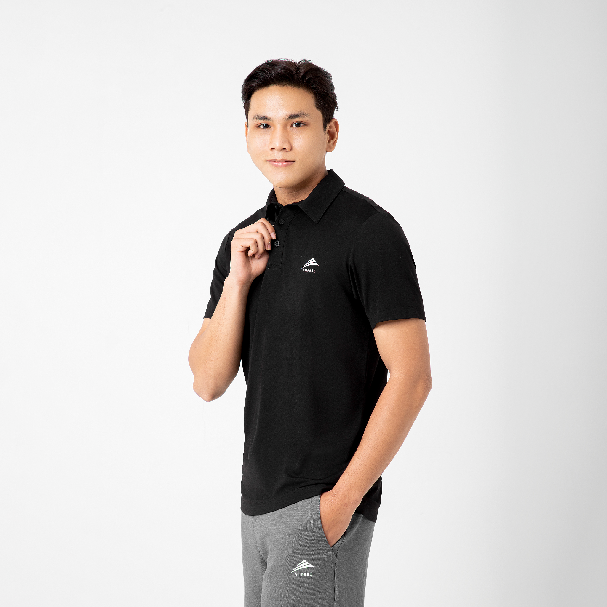 Áo Polo nam cổ sơ mi cao cấp ALLPURE công nghệ coolmax chống nhăn ngăn mùi - màu Grey