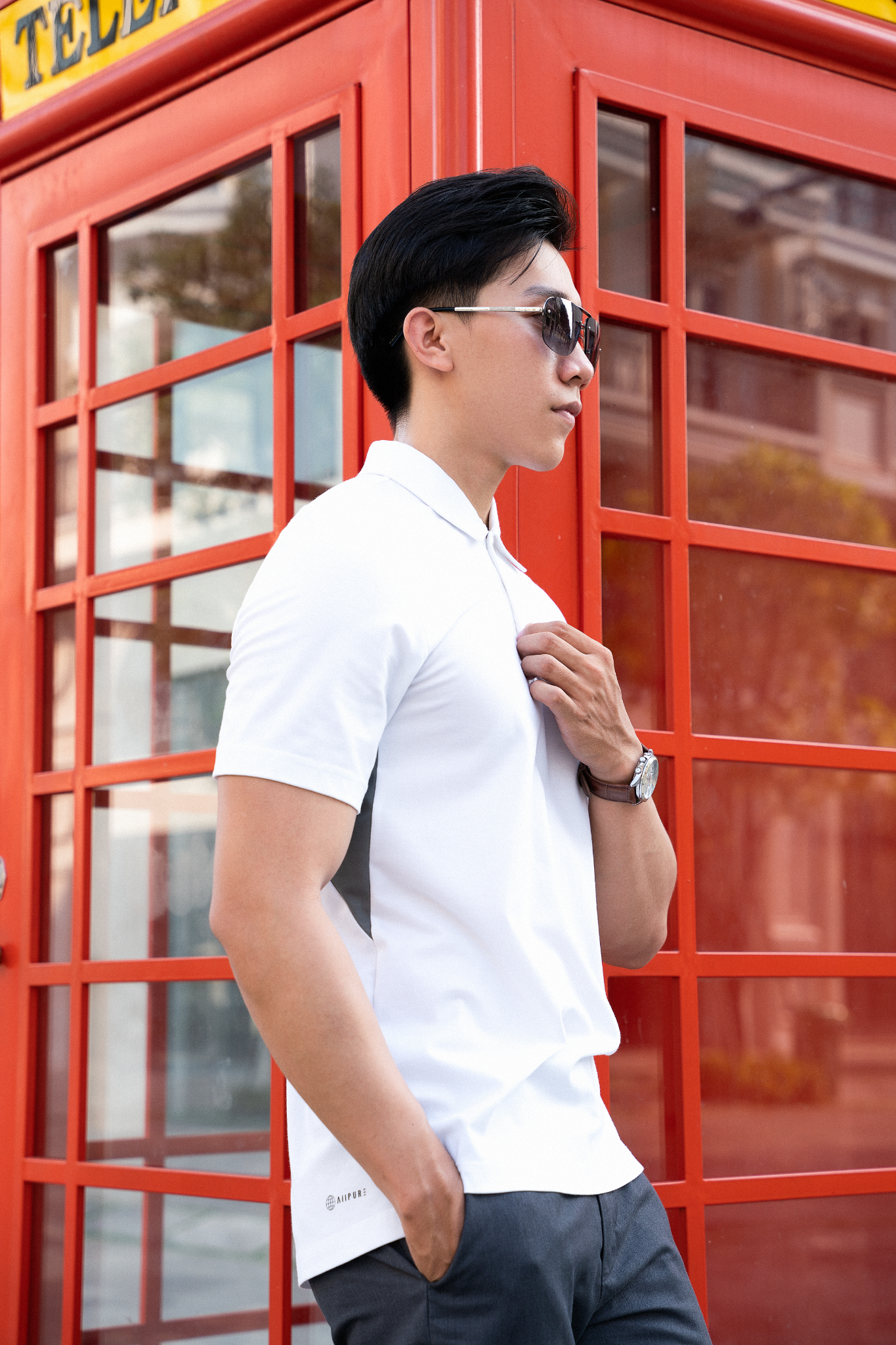 Áo Polo nam cổ bẻ, phối nách ALLPURE công nghệ Coolmax siêu mát, chống nhăn, ngăn mùi - màu Trắng