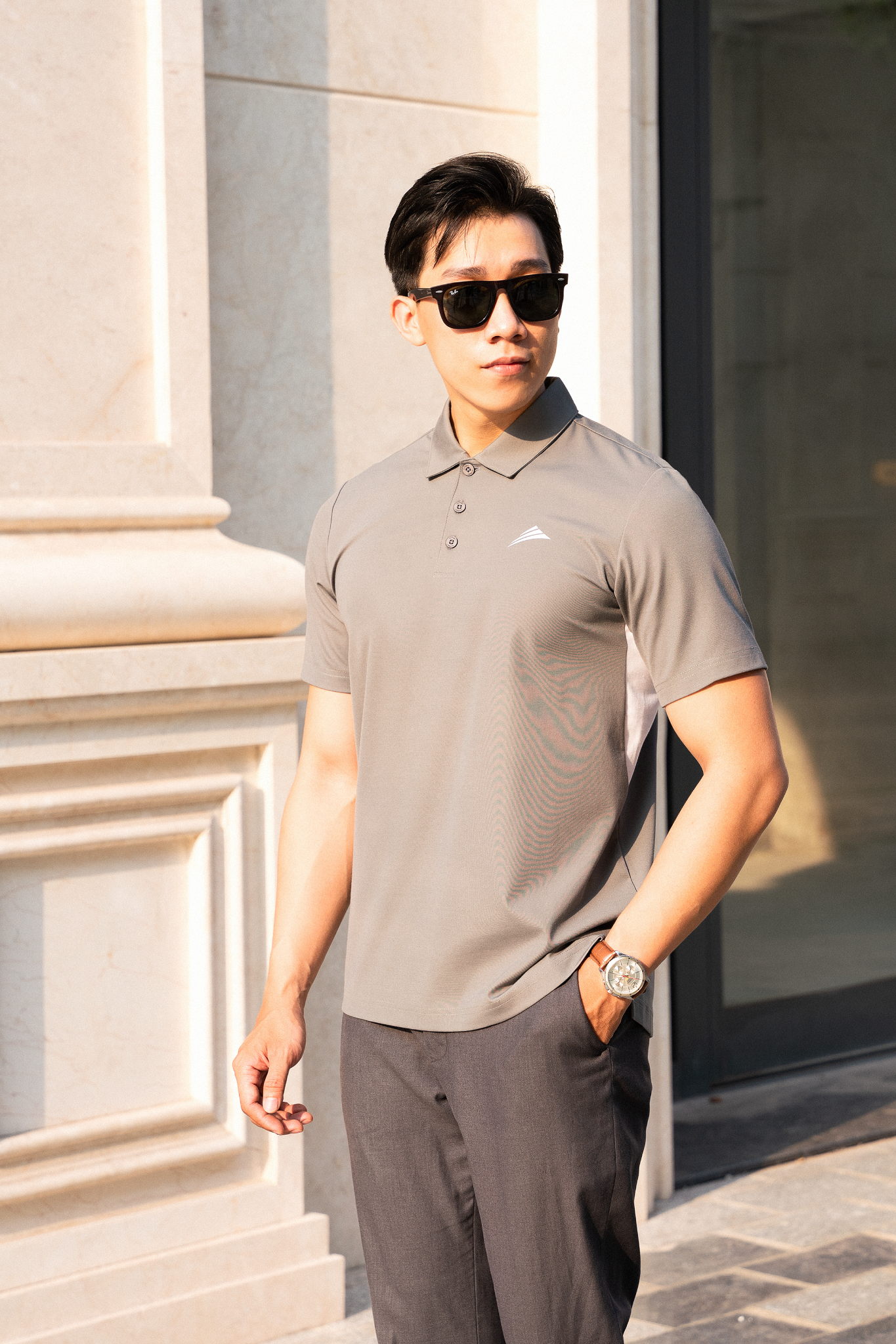 Áo Polo nam cổ bẻ, phối nách ALLPURE công nghệ Coolmax siêu mát, chống nhăn, ngăn mùi - màu Xám