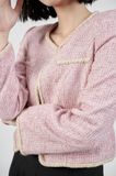  Áo khoác dạ tweed hồng 