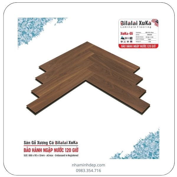 Sàn gỗ công nghiệp dày 12mm Bilalai Xuka-55