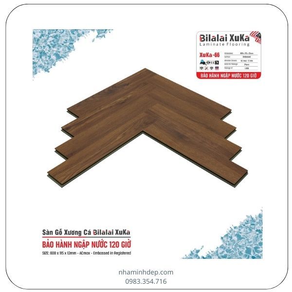 Sàn gỗ công nghiệp dày 12mm Bilalai Xuka-66