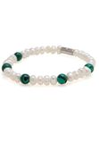  Vòng tay ngọc trai trắng mix đá malachite tự nhiên 7mm 