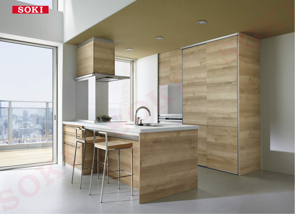 Hệ Tủ Bếp Stedia Loại I Phẳng Mặt Đối Mặt Treo Tường - Class 4 / Oak latte