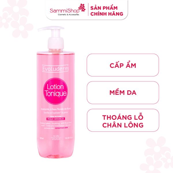 Evoluderm Nước hoa hồng Lotion Tonique Apaisante Peaux Sensibles 500ml