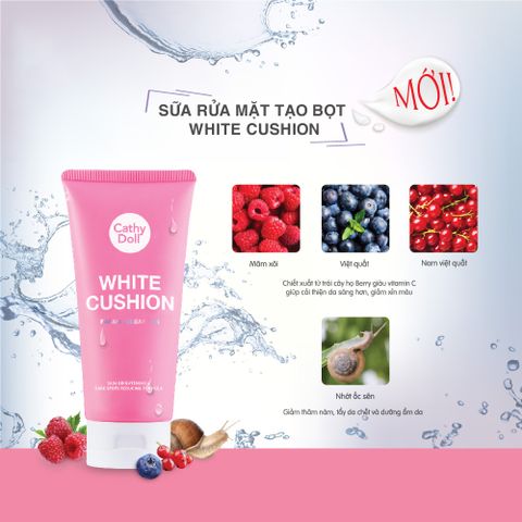 Bọt rửa mặt trắng da Cathy Doll White Cushion Facial Foam Cleanser 120ml