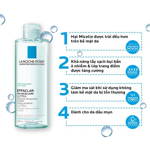 La Roche-Posay Nước Tẩy Trang Da Dầu Micellar Water Ultra Oily Skin 400ml