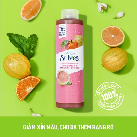 Sữa tắm ST.IVES PINK LEMON & MANDARIN ORANGE cam chanh 650ml