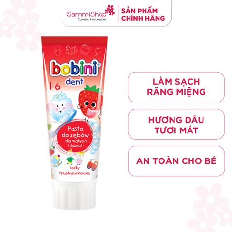 Bobini Kem đánh răng Dent Toothpaste Strawberry 1-6 75ml