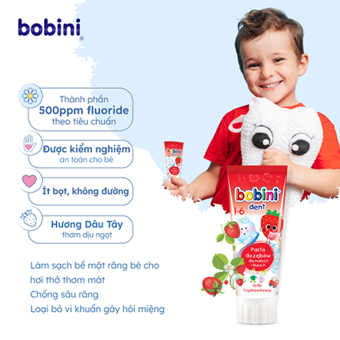 Bobini Kem đánh răng Dent Toothpaste Strawberry 1-6 75ml