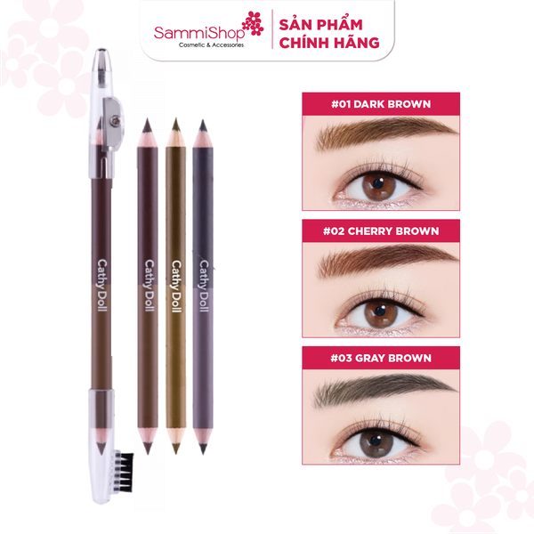 Cathy doll Chì kẻ mày 2 màu trong 1 tone eyebrow pencil 1g+1g