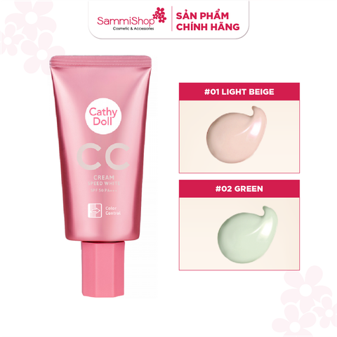 Kem nền Cathy Doll Speed White CC cream SPF50+ PA+++ 50ml #02 Green