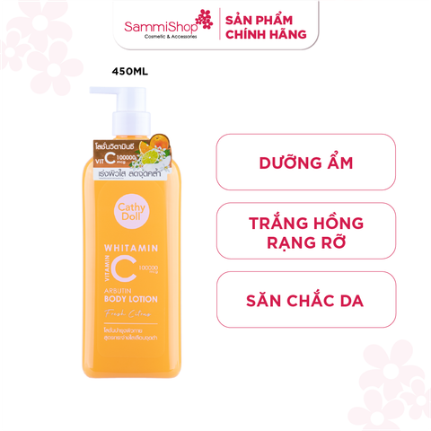 Cathy Doll Sữa dưỡng thể trắng da mờ thâm Whitamin Vitamin C Arbutin Body Lotion