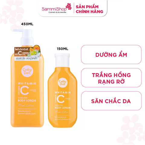 Cathy Doll Sữa dưỡng thể trắng da mờ thâm Whitamin Vitamin C Arbutin Body Lotion