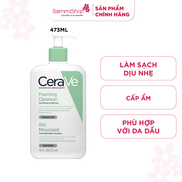 Cerave Sữa rửa mặt da dầu Foaming Cleanser