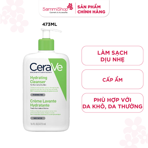 Cerave Sữa rửa mặt da khô, da thường Hydrating Cleanser