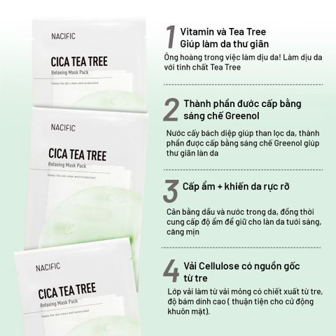 Nacific Mặt nạ Cica Tea Tree Relaxing Mask Pack 30g