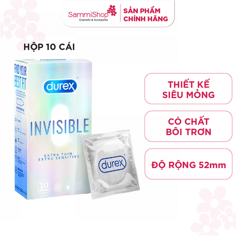 Durex Bao cao su Invisible Extra Thin Extra Sensitive 10s