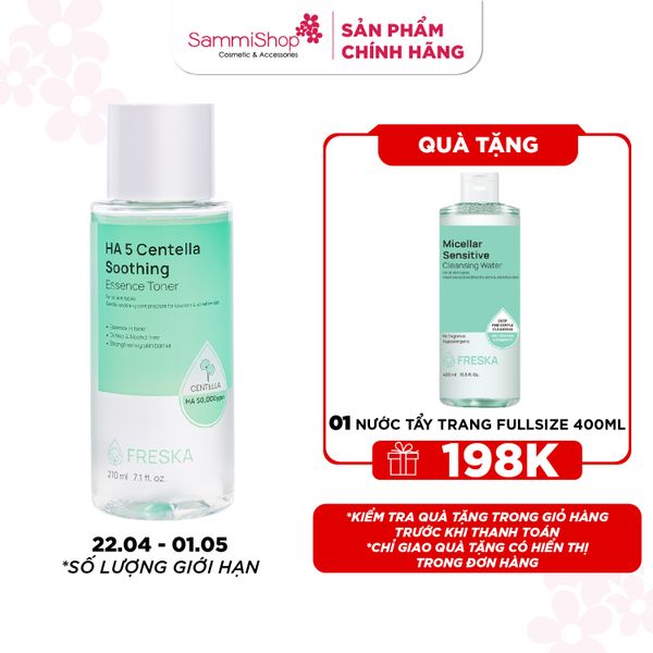 [22/4 - 01/5] Freska Nước hoa hồng HA 5 Centella Soothing Essence Toner 210ml