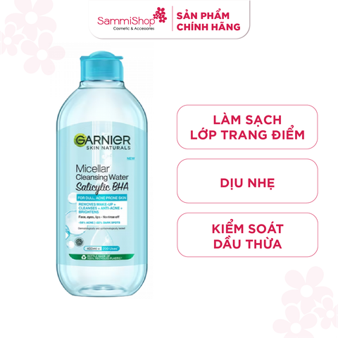 Garnier Nước tẩy trang Micellar Cleansing Water Salicylic BHA 400ml