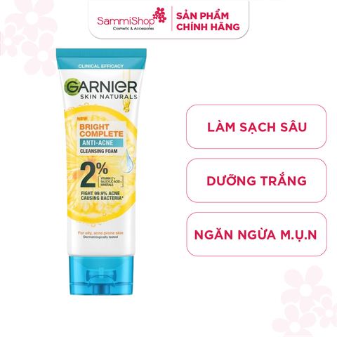 Garnier Sữa rửa mặt Skin naturals Bright complete Anti - Acne Cleansing foam