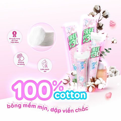 Ipek Bông tẩy trang 120+30 miếng