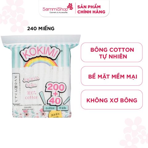 Kokimi Bông tẩy trang Nhật Bản 240 miếng vuông