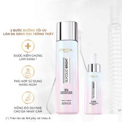 Loreal Nước hoa hồng glycolic bright glowing peeling toner 128ml