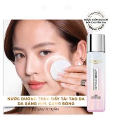 Loreal Nước hoa hồng glycolic bright glowing peeling toner 128ml