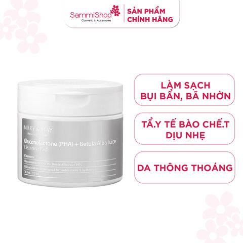 Mary&May Miếng tẩy trang Gluconolactone (PHA) + Betula Alba Juice Cleansing Pad 270ml