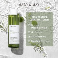 Mary&May Nước hoa hồng Vegan CICA Tea Tree AHA PHA Blemish Toner 200ml