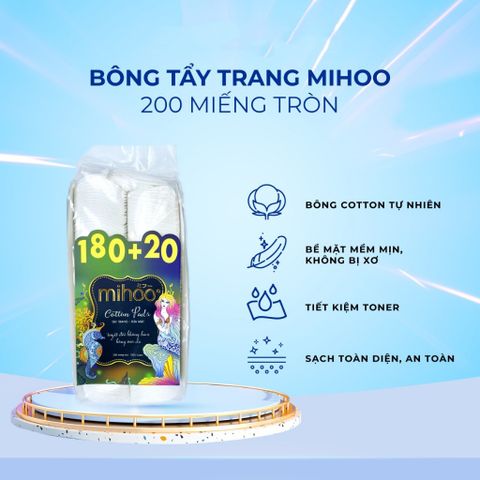 Mihoo Bông tẩy trang 200 miếng tròn