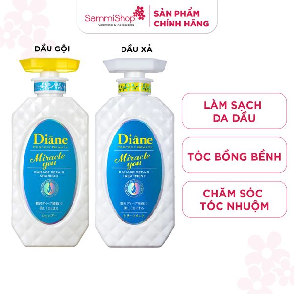 Bộ sản phẩm Moist Diane dầu gội - dầu xả Miracle You Damage Repair phục hồi cho tóc nhuộm 450ml