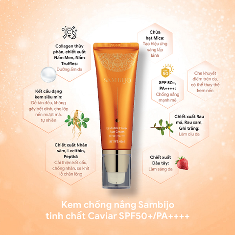 Sambijo Kem chống nắng Essential Caviar Sun Cream SPF50+/ PA ++++ 40ml